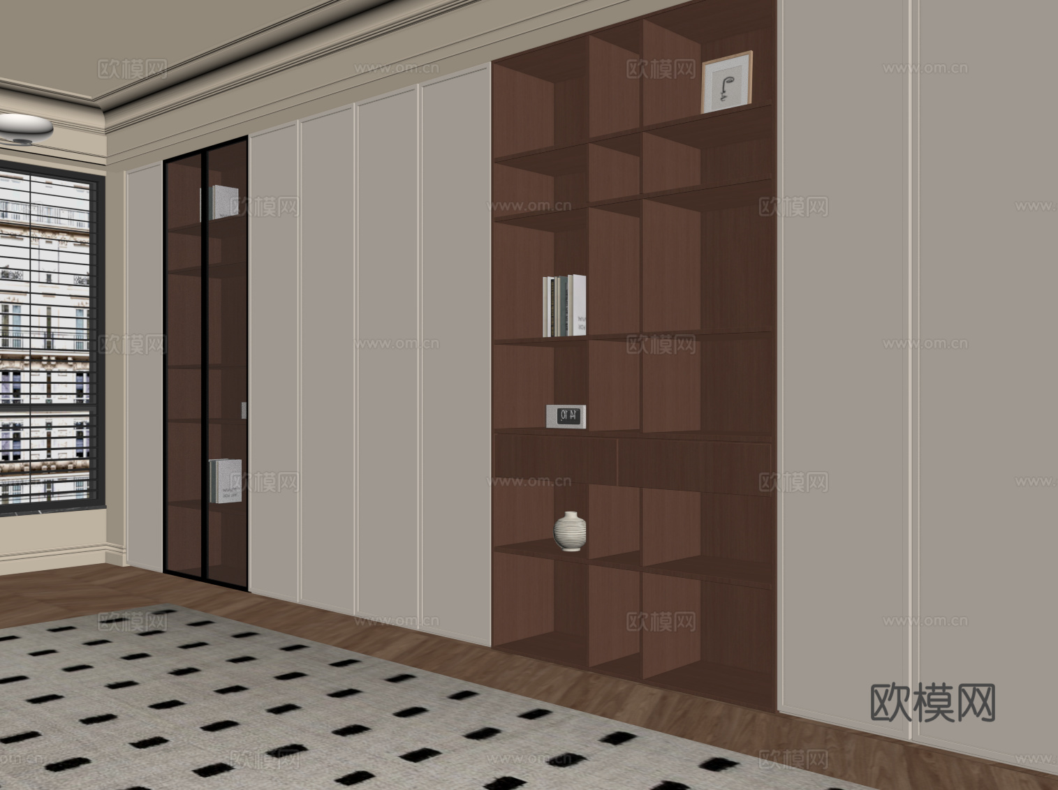 法式中古风书柜su模型