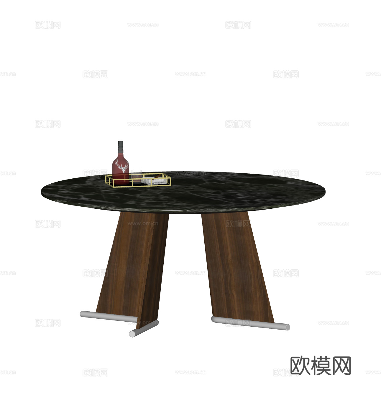 MINOTTI LIBRA 现代意式餐桌 圆形餐桌 大理石su模型