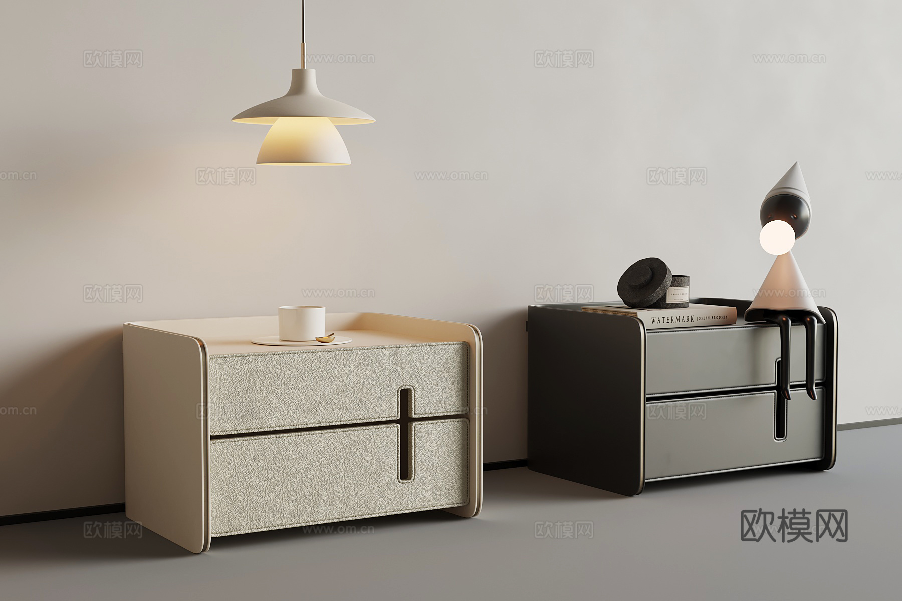 现代意式床头柜su模型