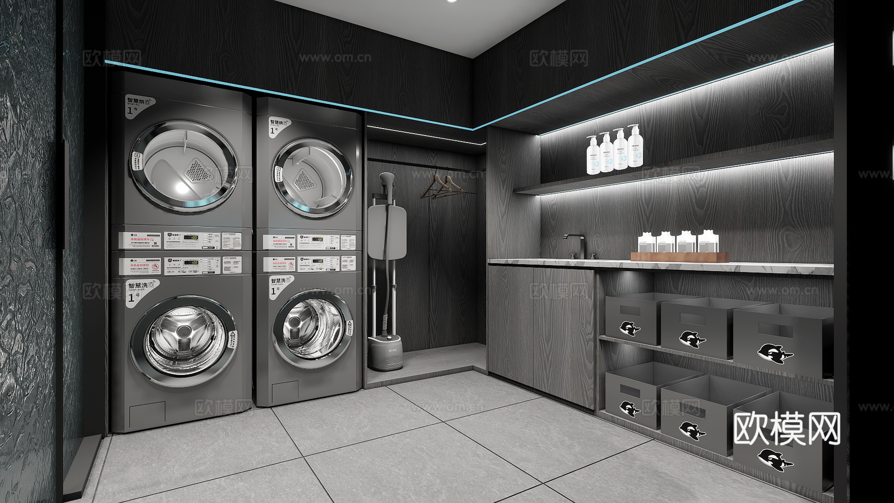洗衣房设计洗衣房装修酒店洗衣房免费su模型