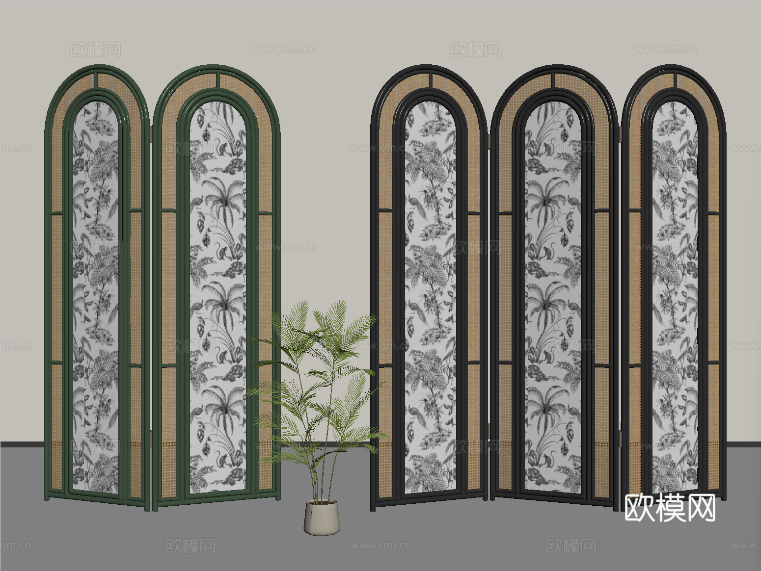 法式屏风 折叠屏风su模型