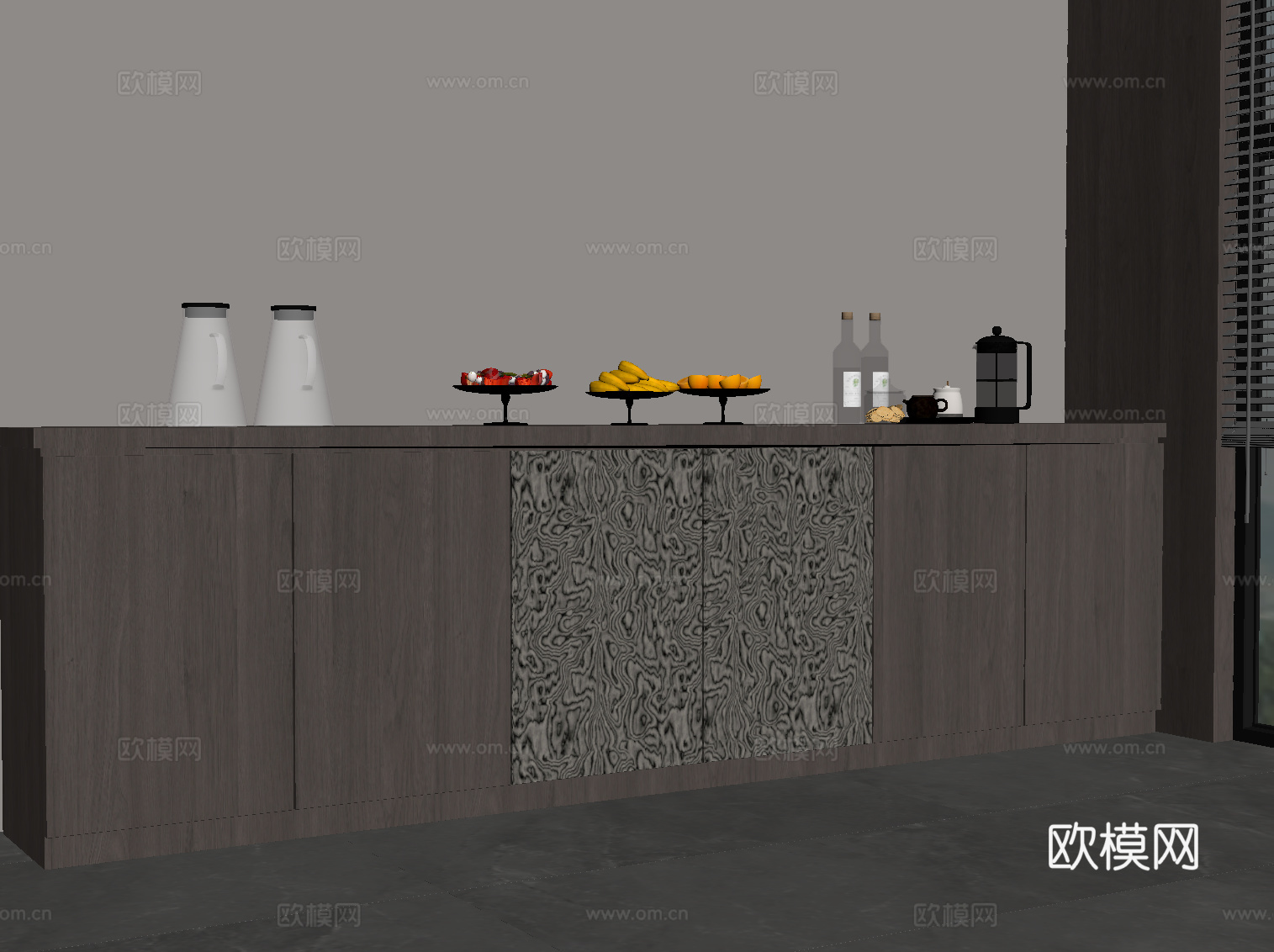 现代意式餐边柜 备餐柜su模型
