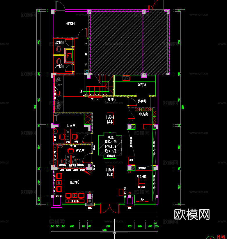 10套中医馆平面设计方案cad施工图