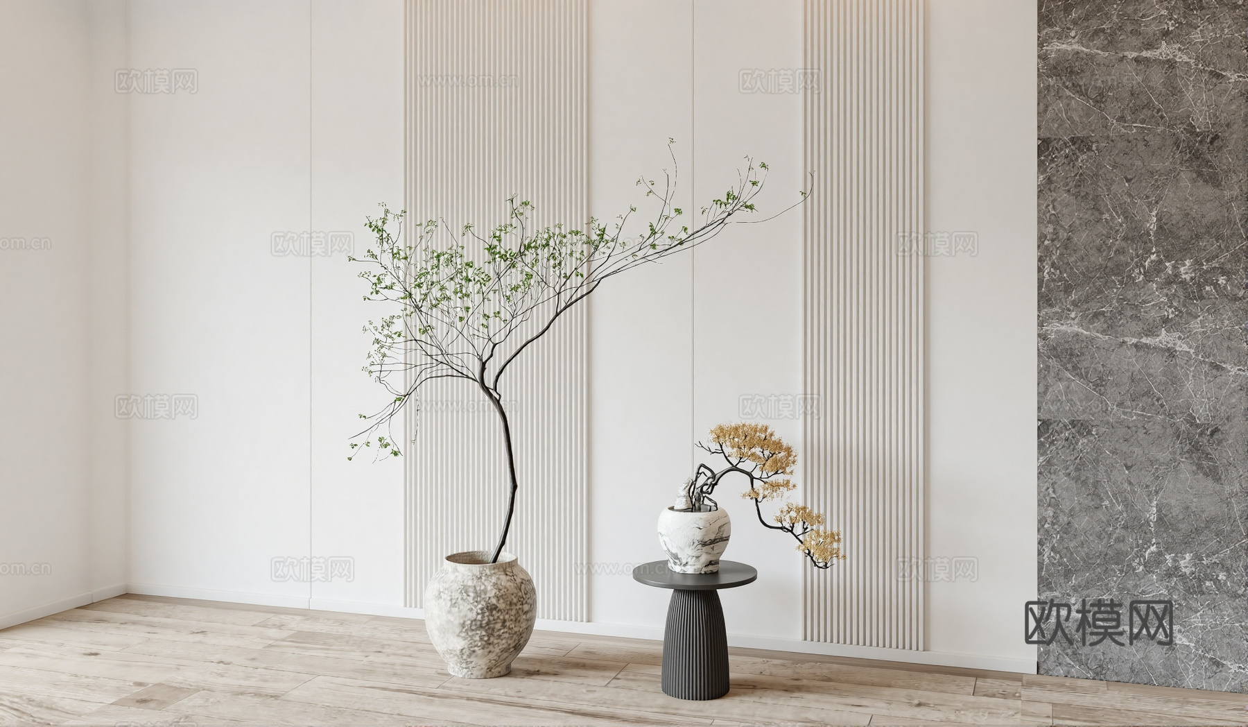 新中式盆栽su模型