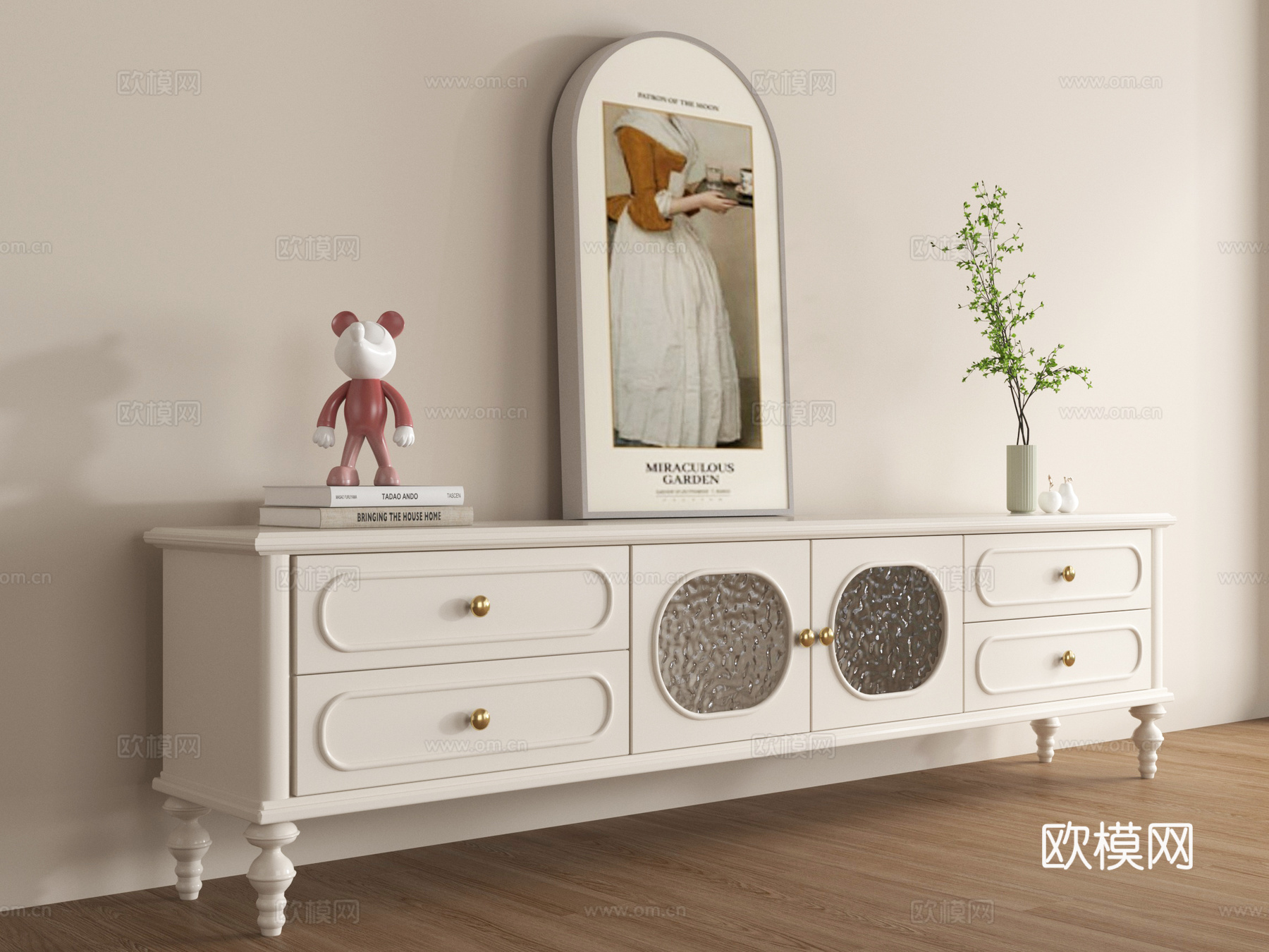 法式电视柜 边柜 装饰柜 摆件su模型