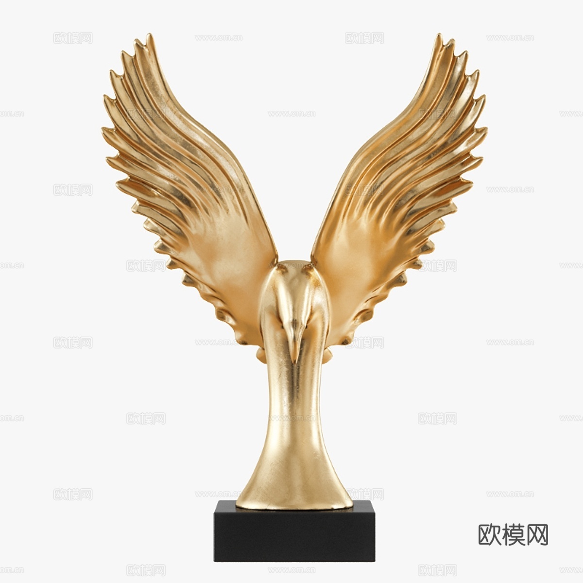 金色鹰翼雕塑3d模型下载