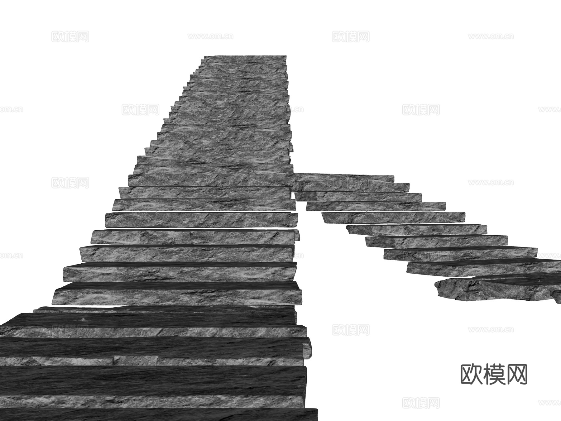 现代石板 石板台阶 汀步石板 老石板台阶 乡村毛石台阶 自然su模型