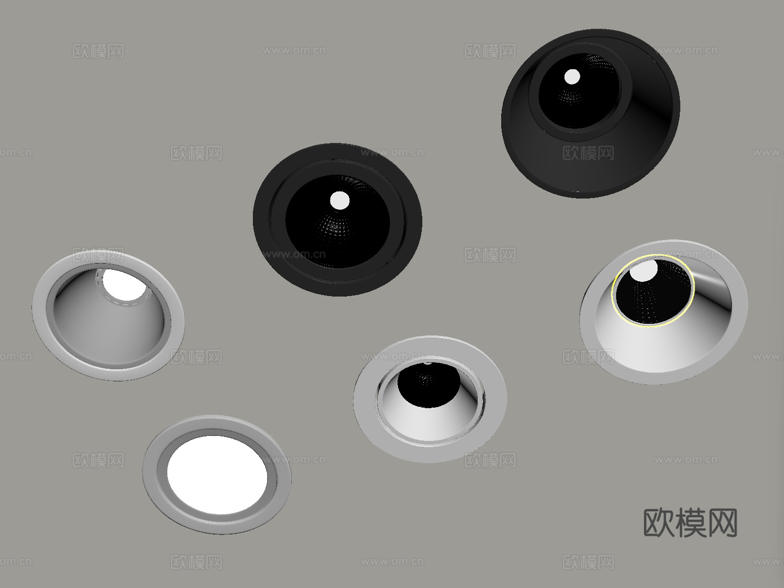 现代筒灯射灯 嵌入式射灯 牛角灯su模型