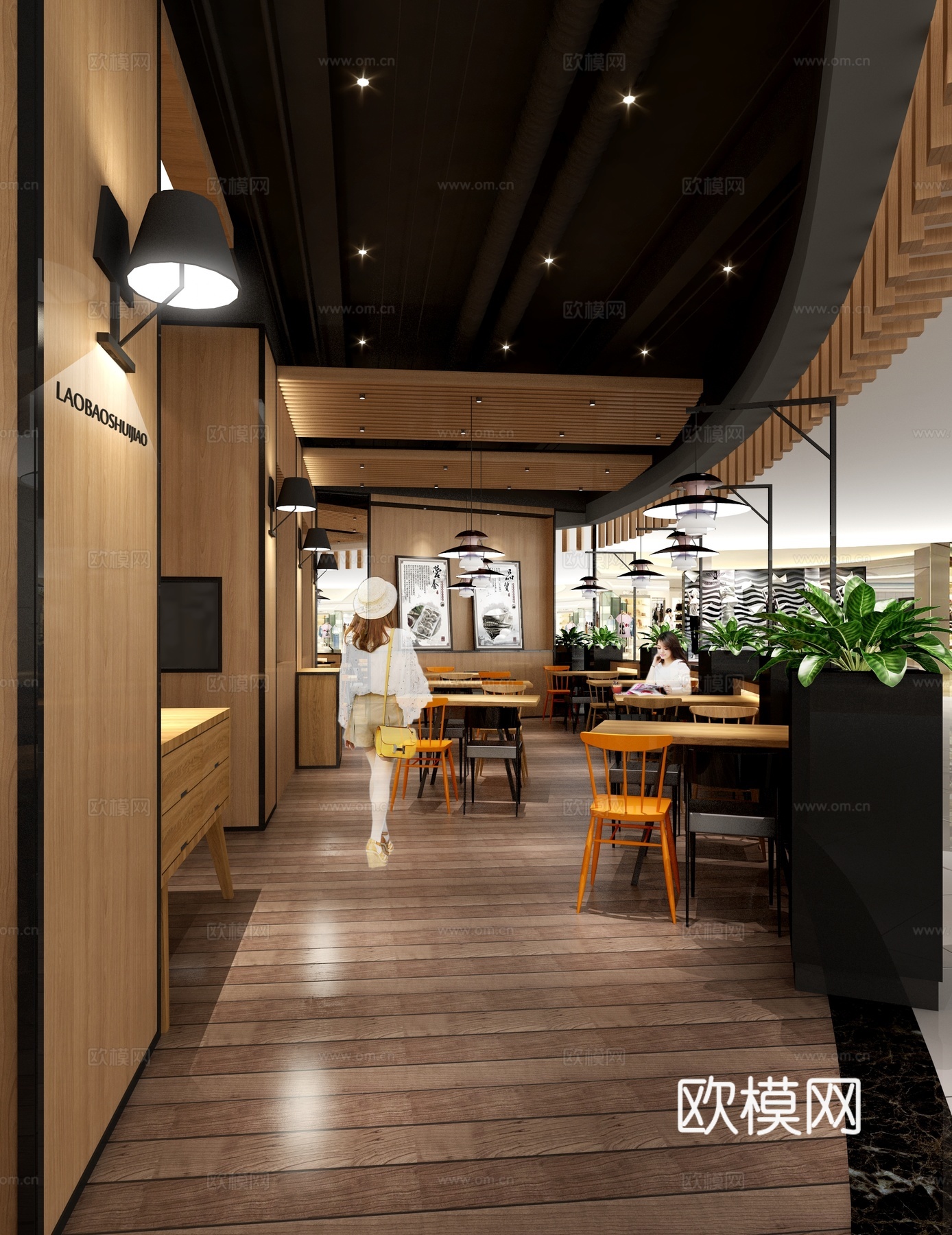 面馆 水饺店 最新全套施工图 效果图合集cad施工图