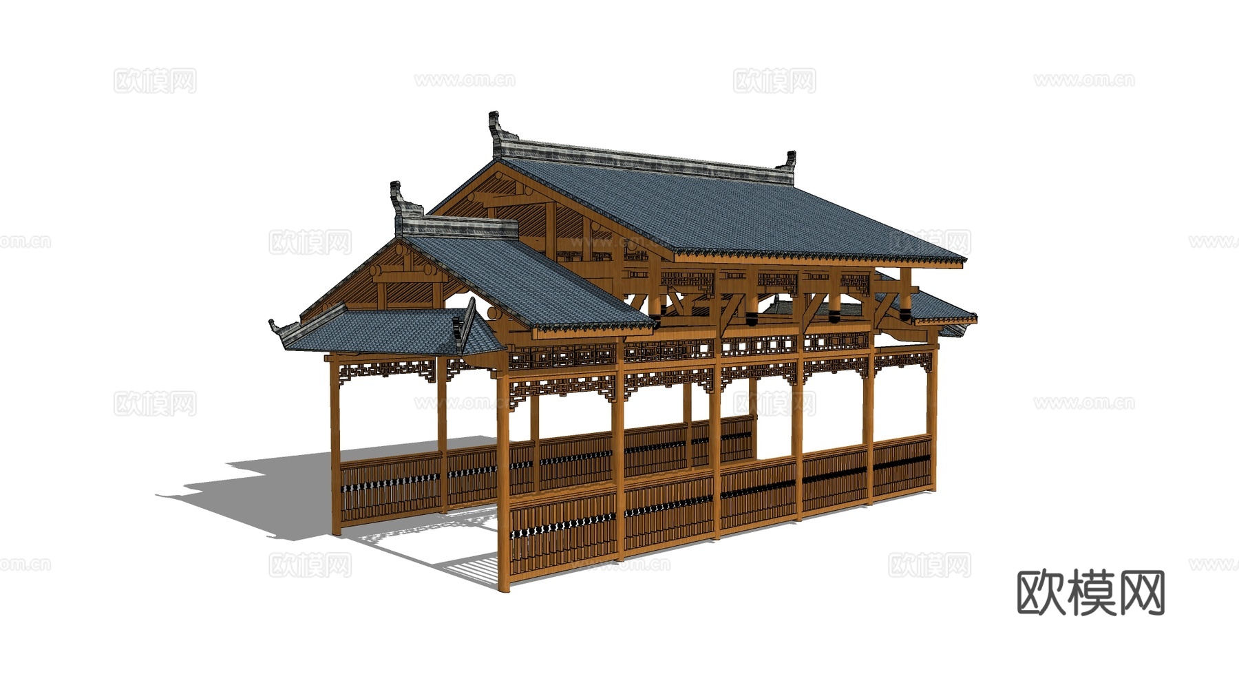 中式凉亭 古建凉亭 六角亭su模型