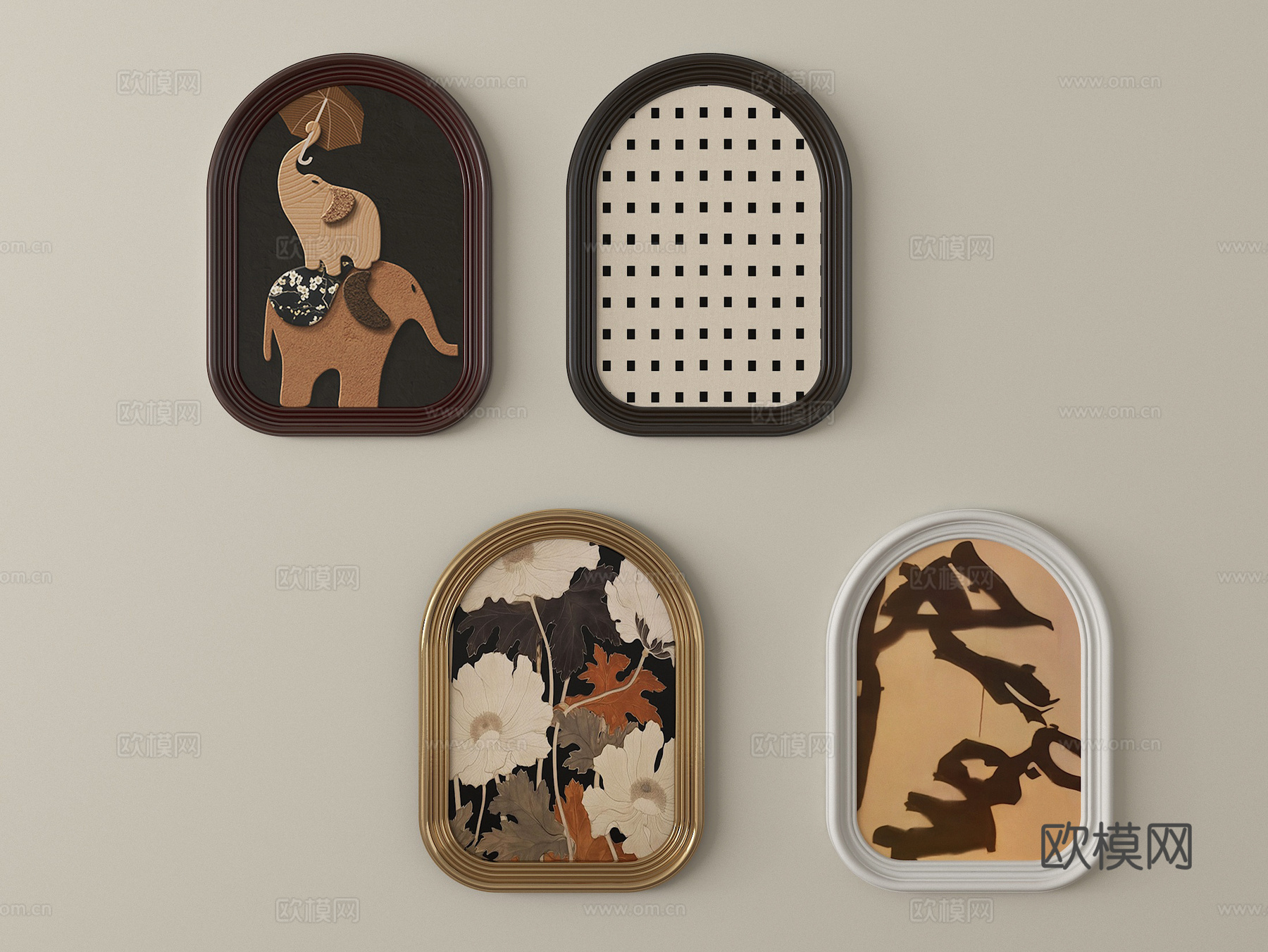 法式挂画组合 客厅挂画 装饰画su模型