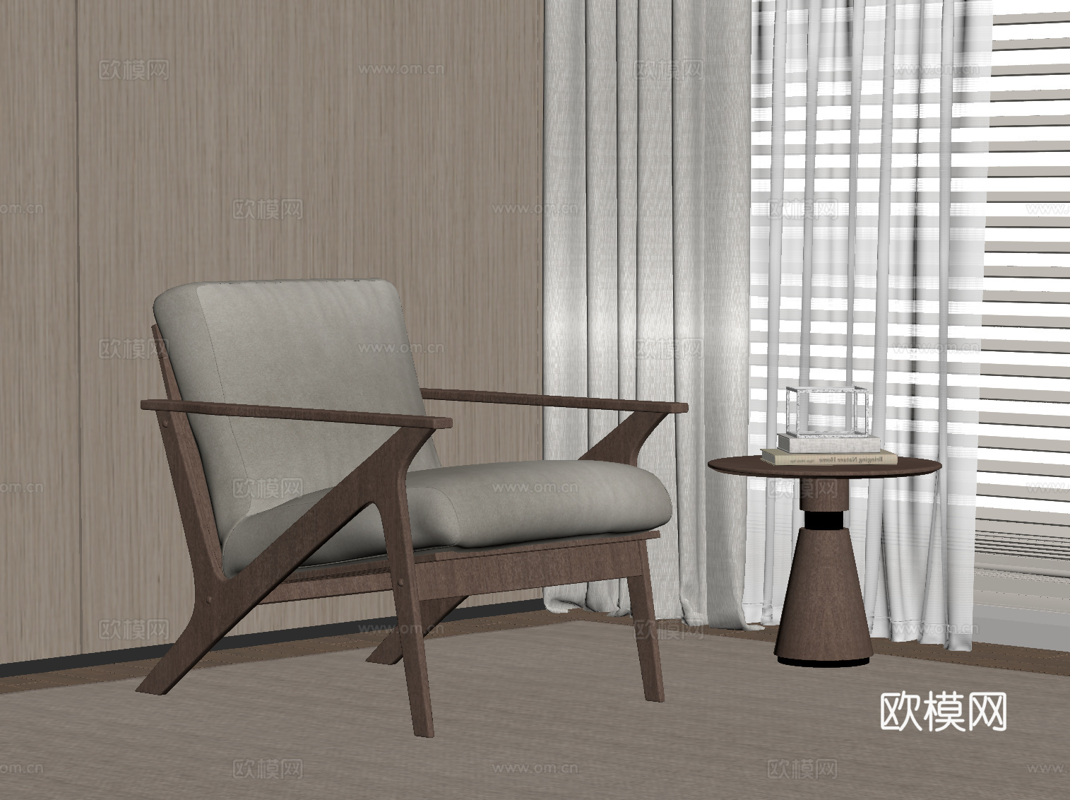 中古风休闲椅 沙发椅su模型