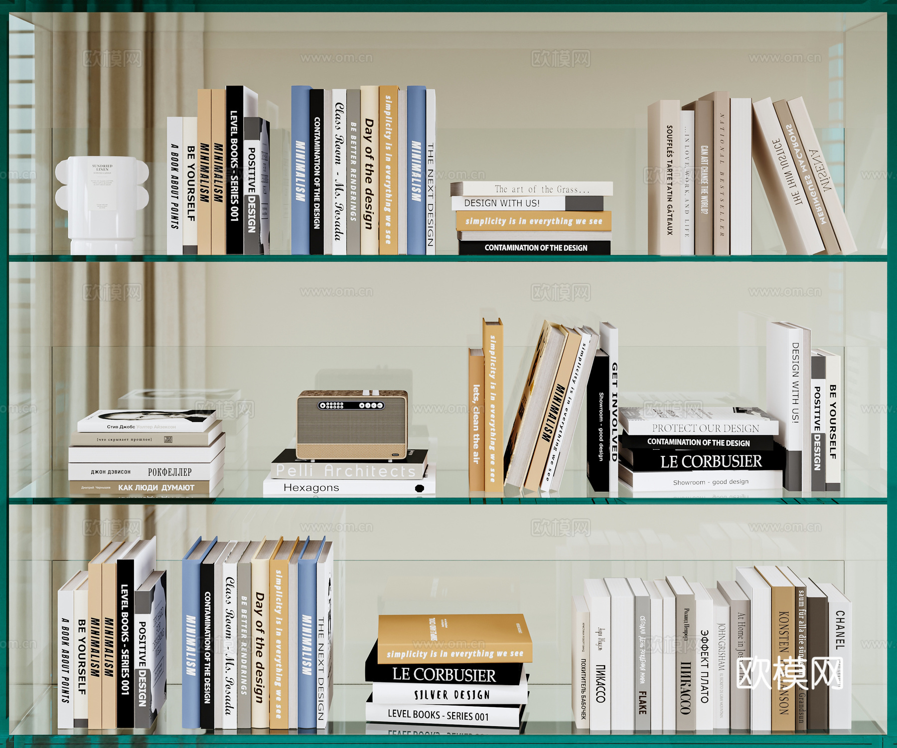 现代书籍摆件 杂志 饰品su模型