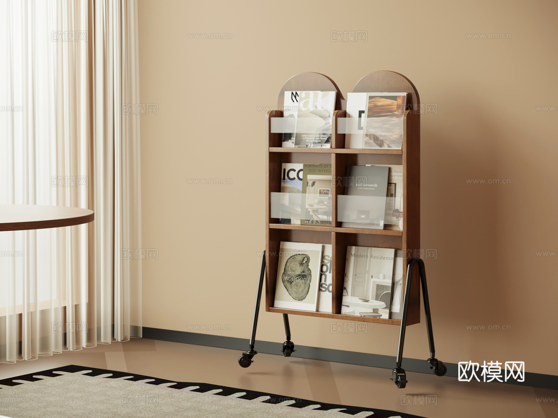 中古风报刊架 书架su模型