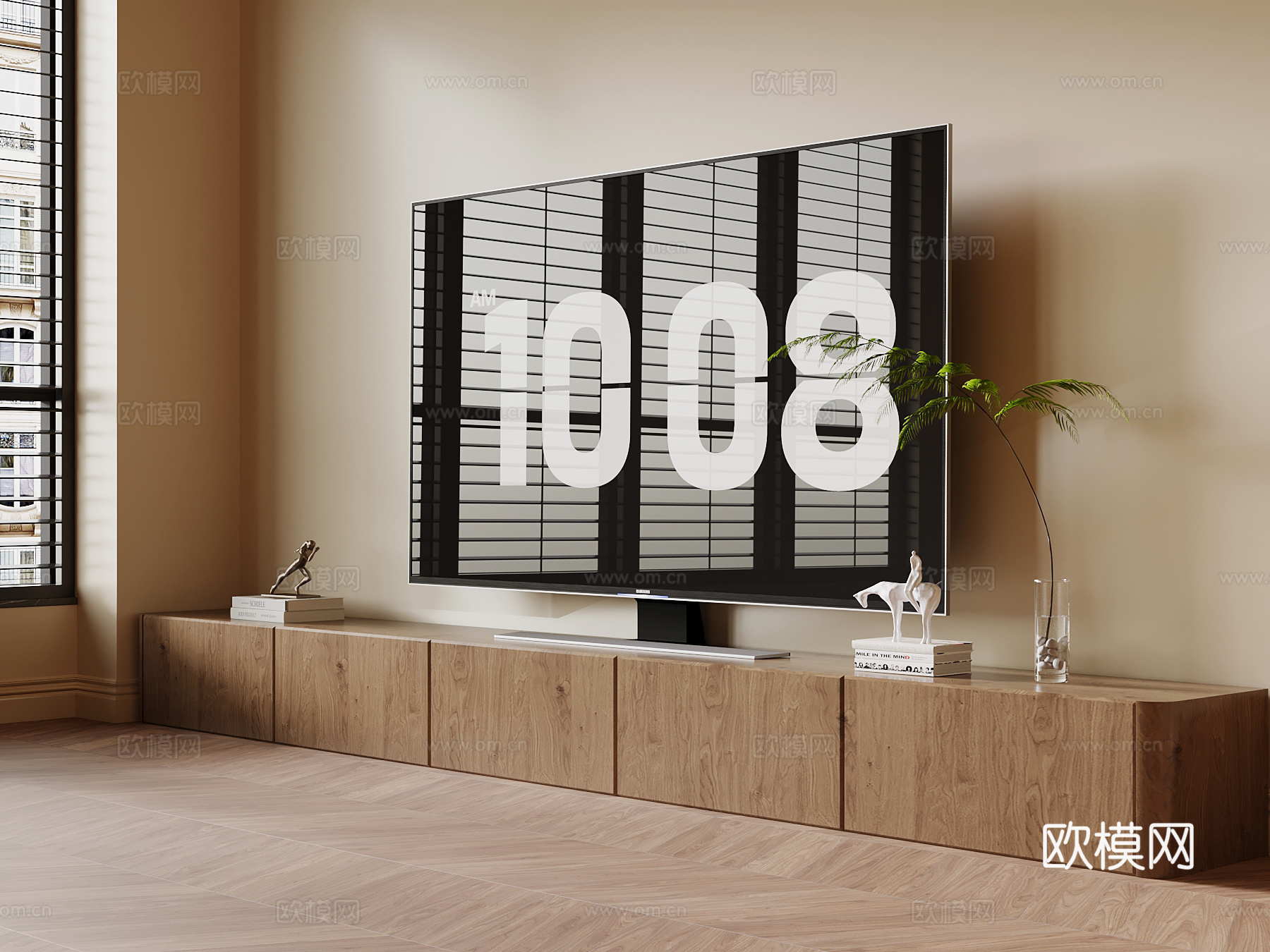 中古风电视柜 矮柜su模型