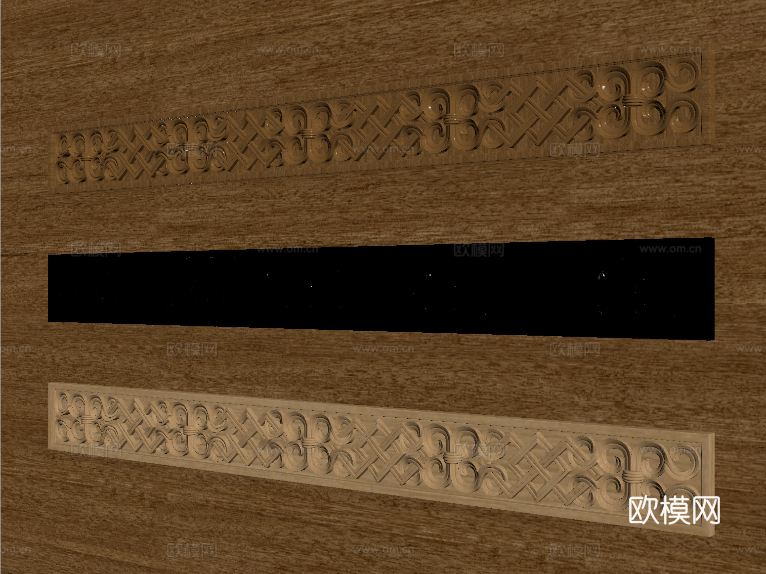 新中式雕花线条su模型