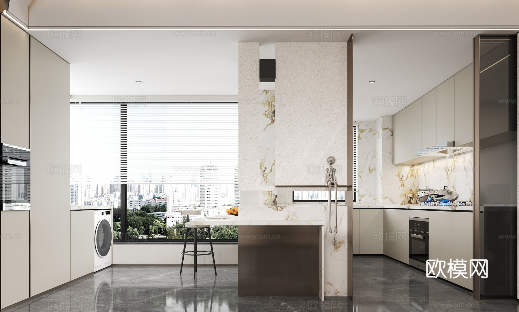 现代客餐厅3d模型下载（渲染图5）