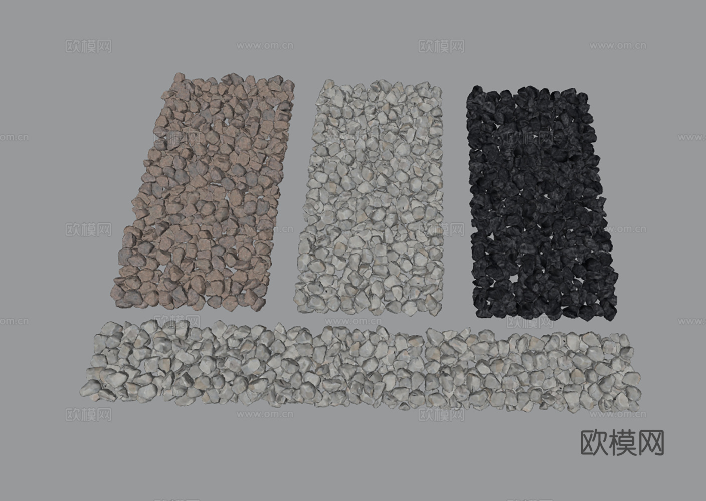多种颜色的石子地面集合su模型