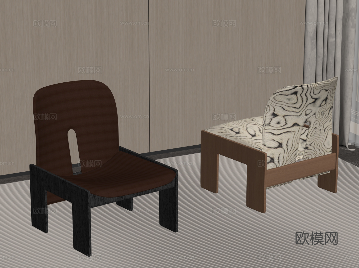 现代意式休闲椅su模型