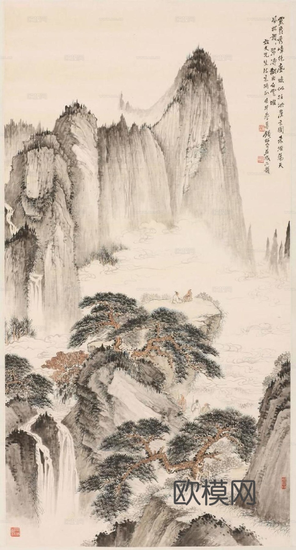 中式山水画_山水壁画