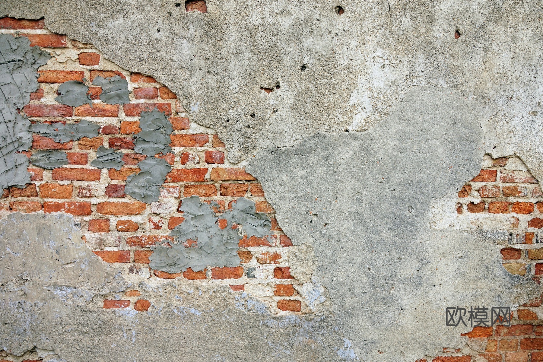 旧街道红砖墙面斑驳