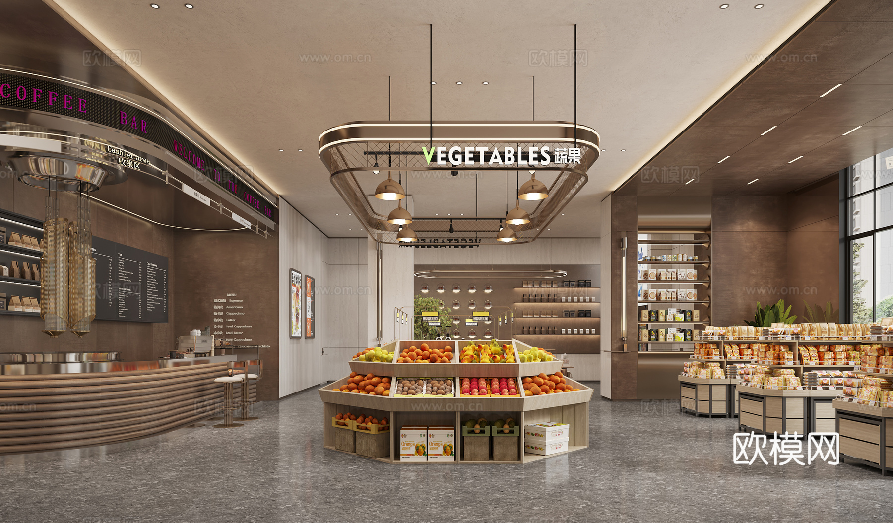 现代超市社区超市3d模型下载（渲染图1）