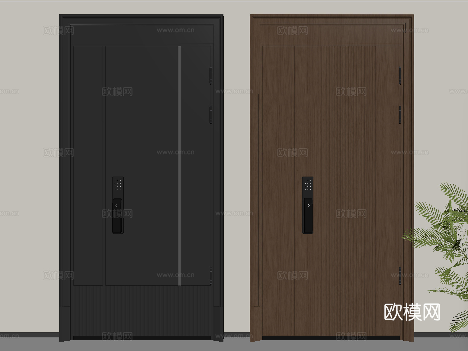 现代入户门 防盗门 平开门 单开门su模型