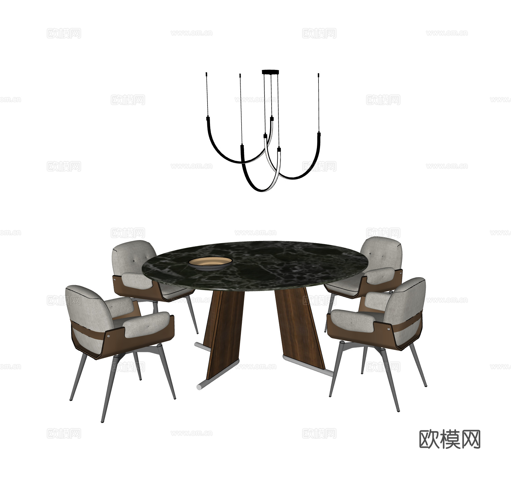 MINOTTI Laure现代意式餐桌椅 吊灯 圆形餐桌椅su模型