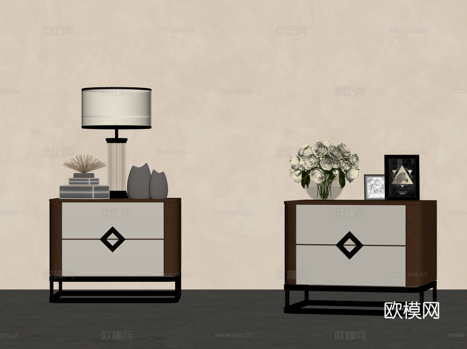 新中式床头柜su模型