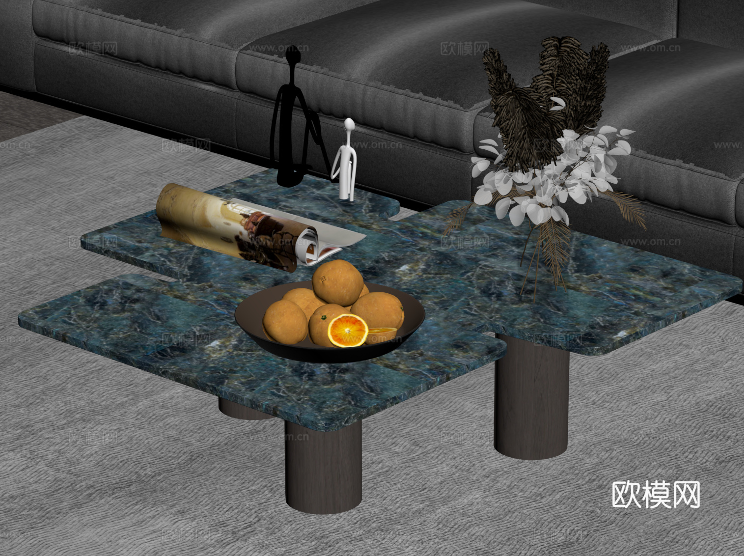 现代意式茶几 大理石茶几su模型
