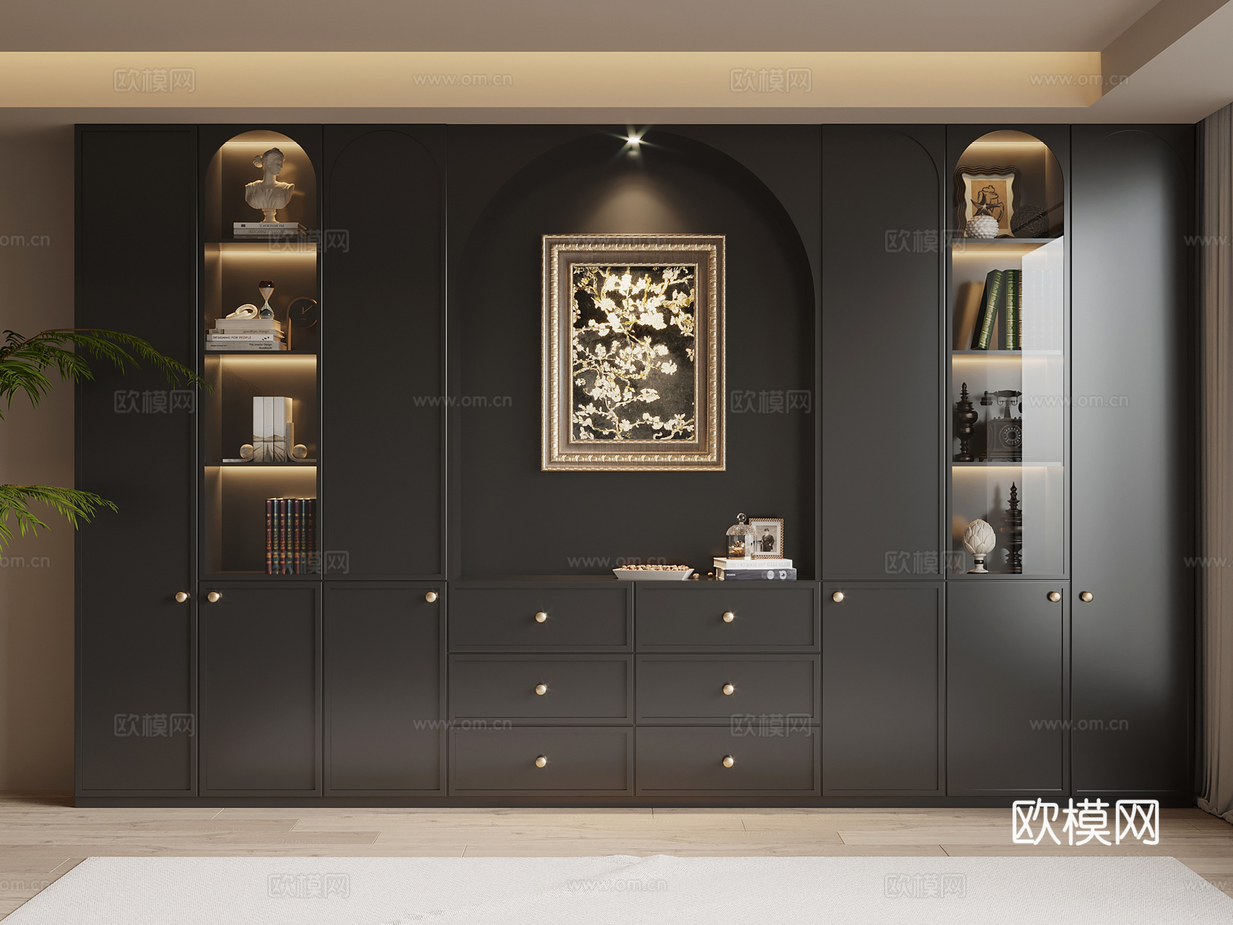 法式复古风书柜su模型