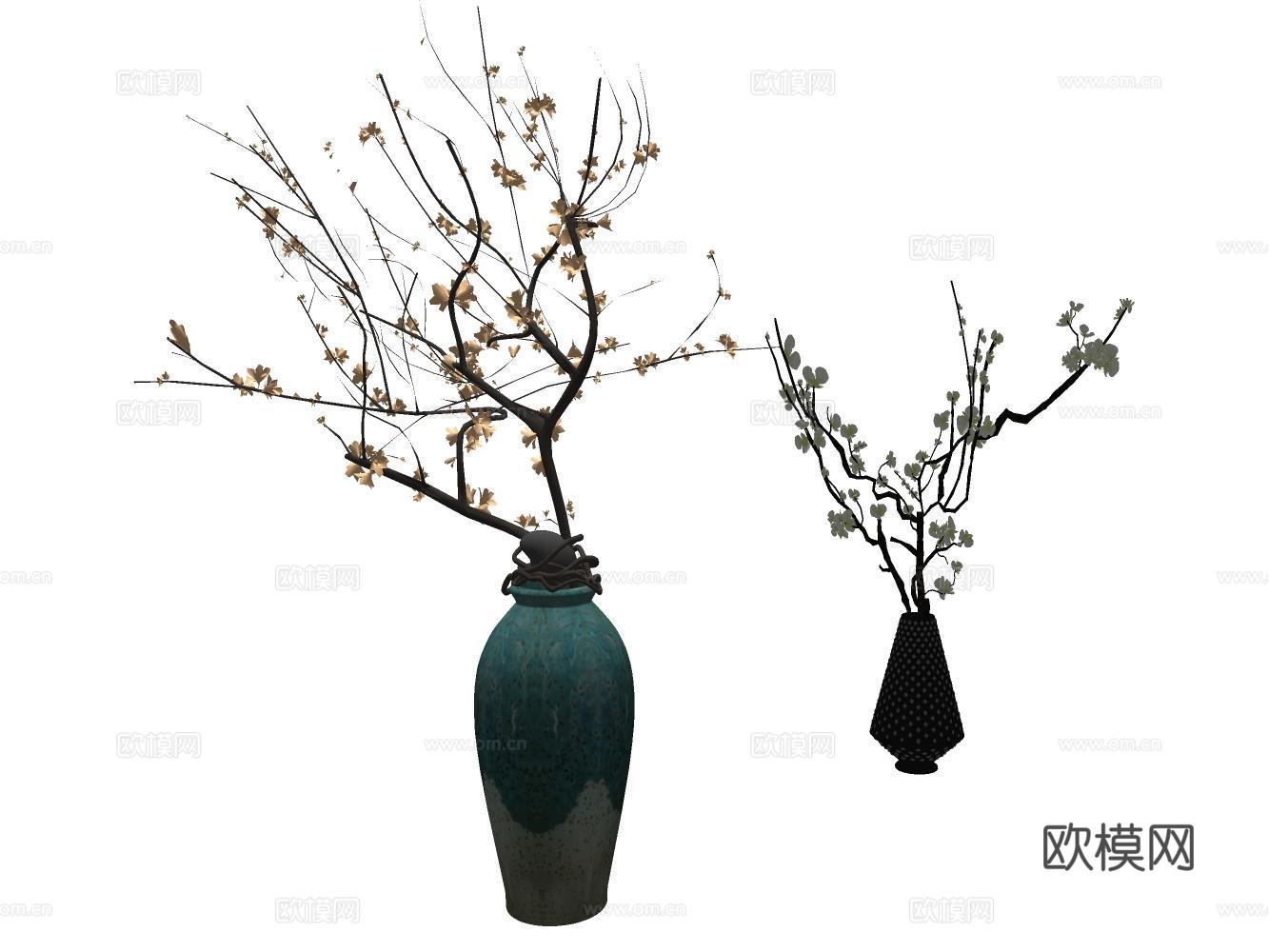 花瓶花卉su模型