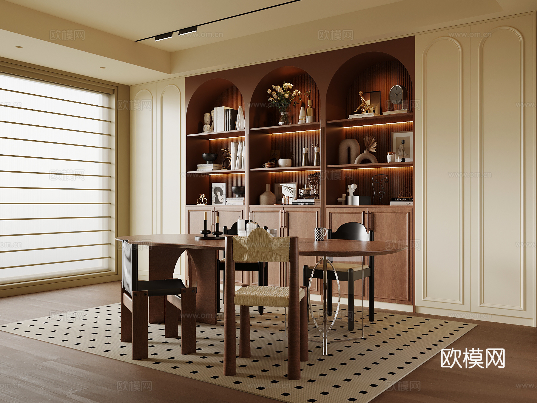 中古风书房su模型