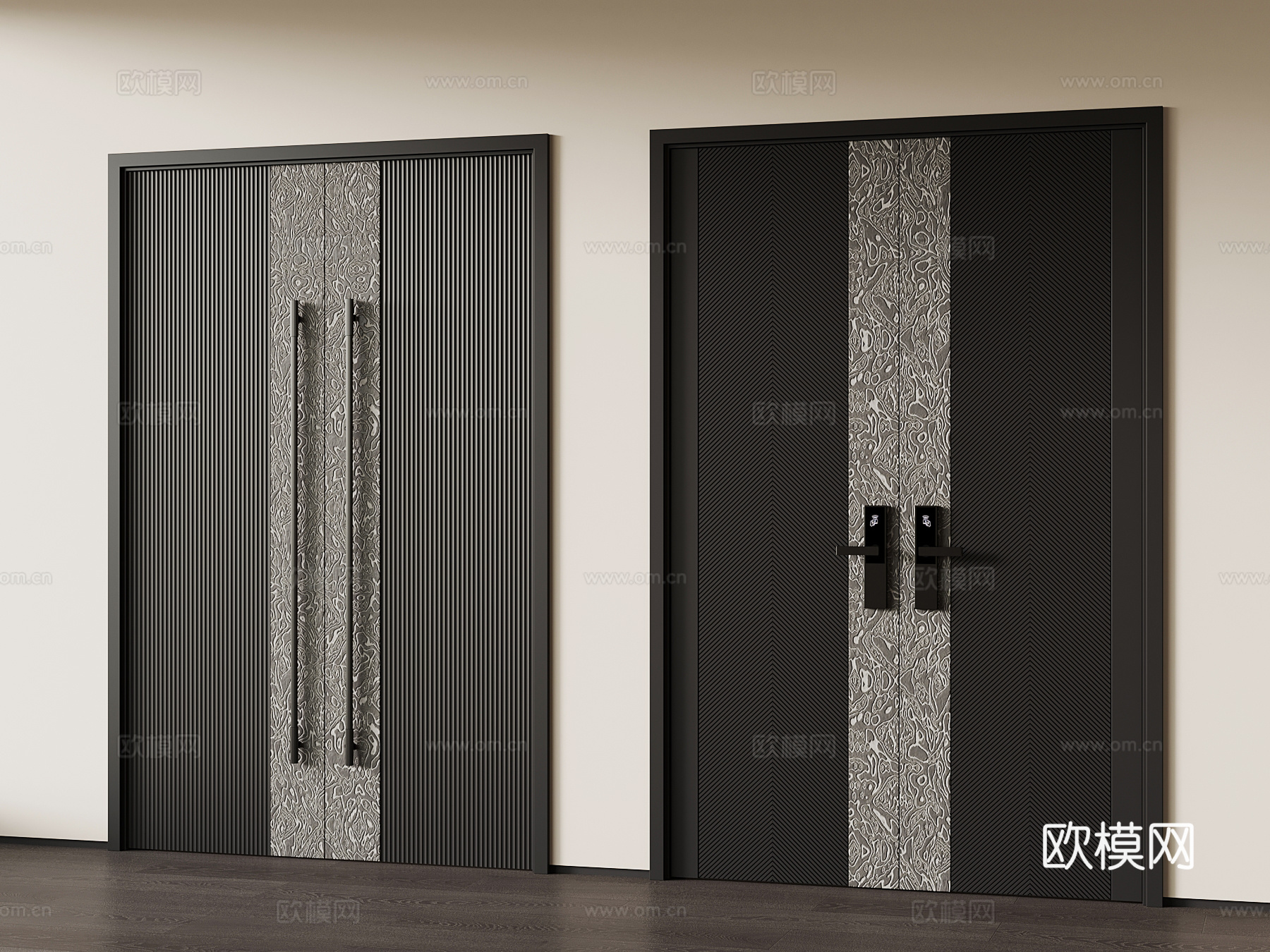 现代意式双开门su模型