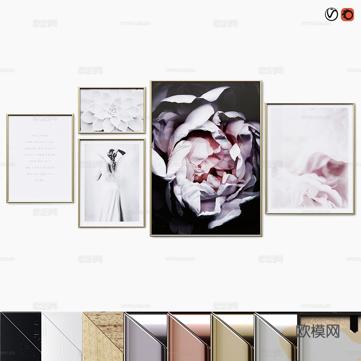 海报套装 花园花卉3d模型下载