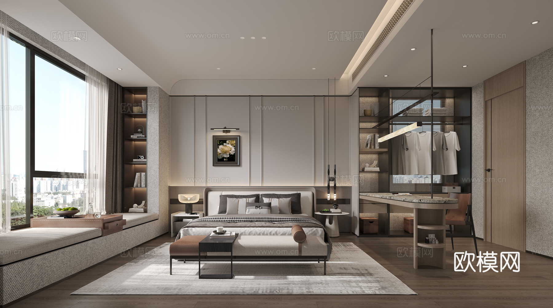 现代主卧室3d模型下载