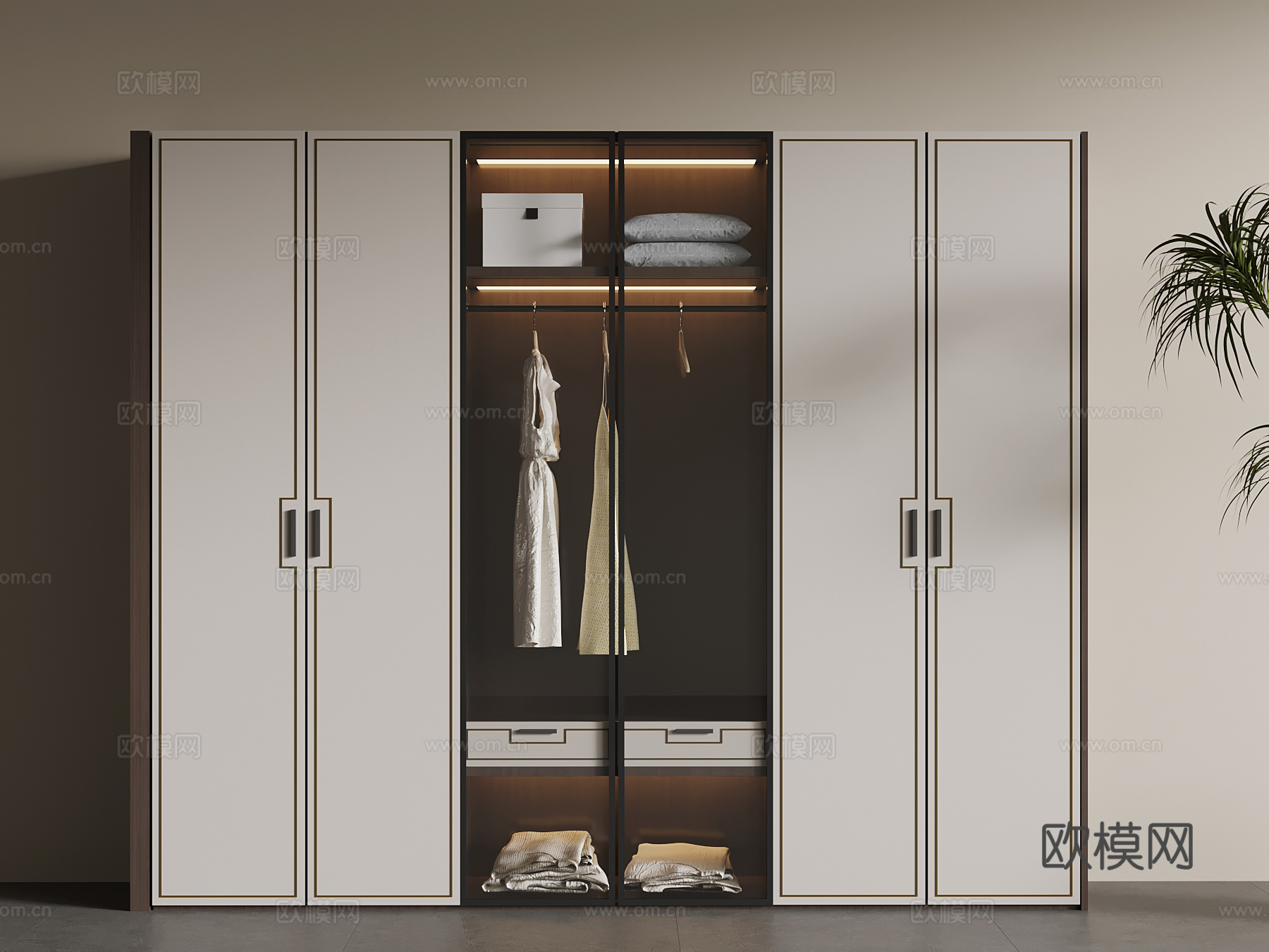 新中式衣柜su模型