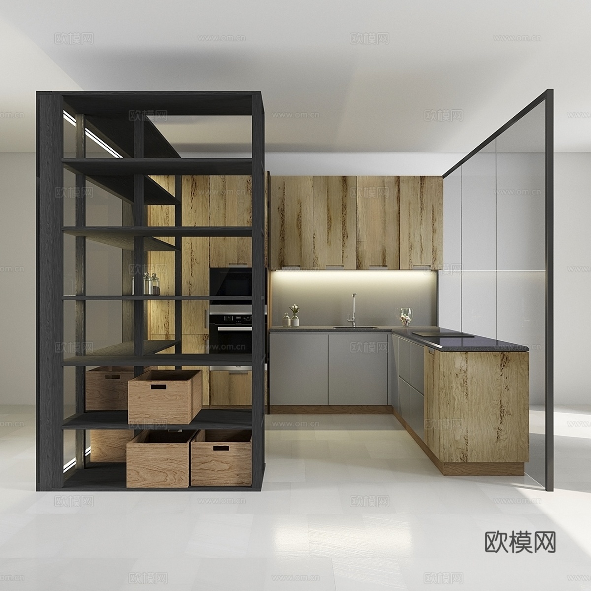 西雅不锈钢厨房3d模型下载