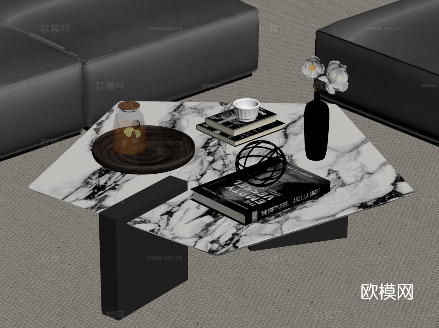 现代意式茶几 大理石茶几su模型下载（渲染图2）