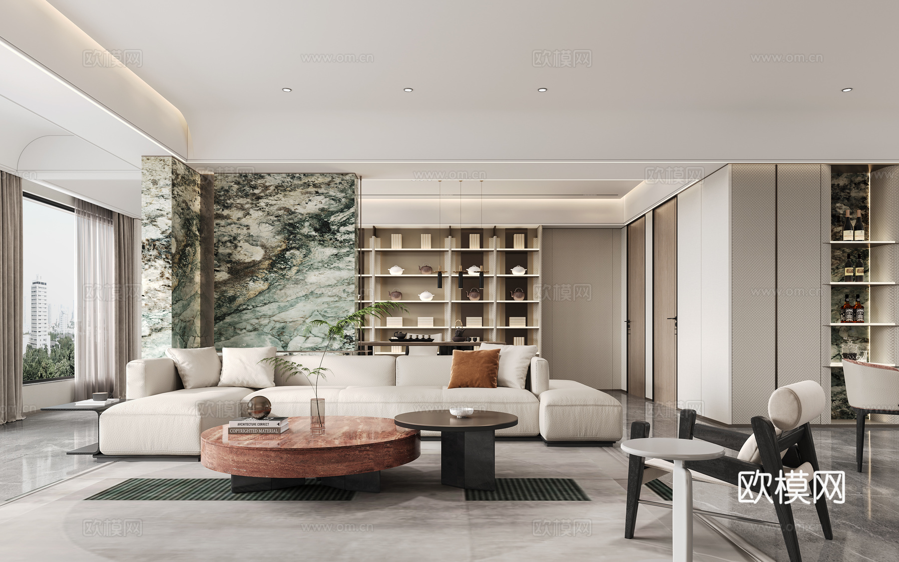 现代客餐厅3d模型下载（渲染图1）