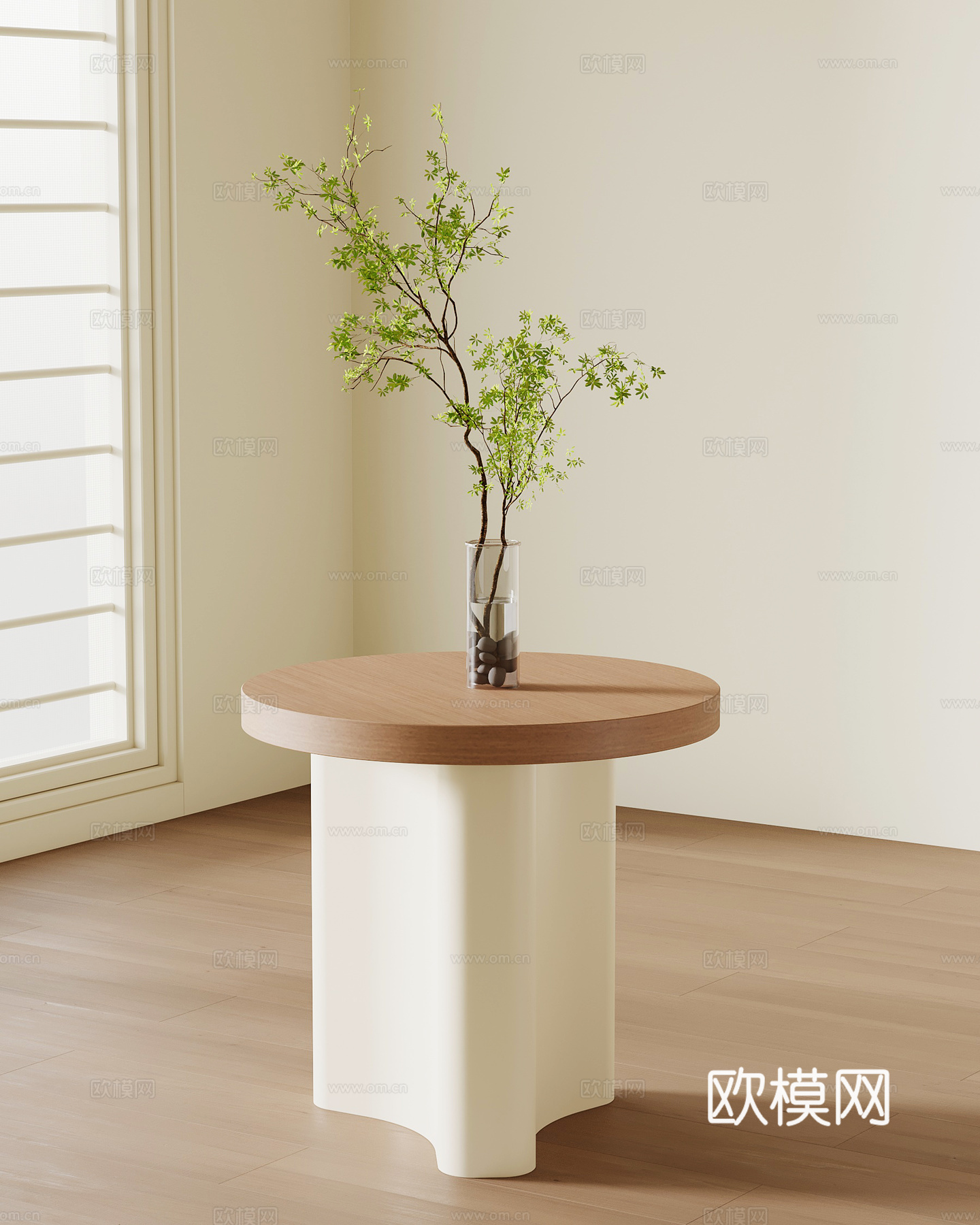 现代中古边几 奶油风边几su模型