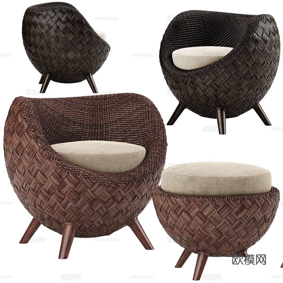 Kenneth Cobonpue La luna扶手椅3d模型下载