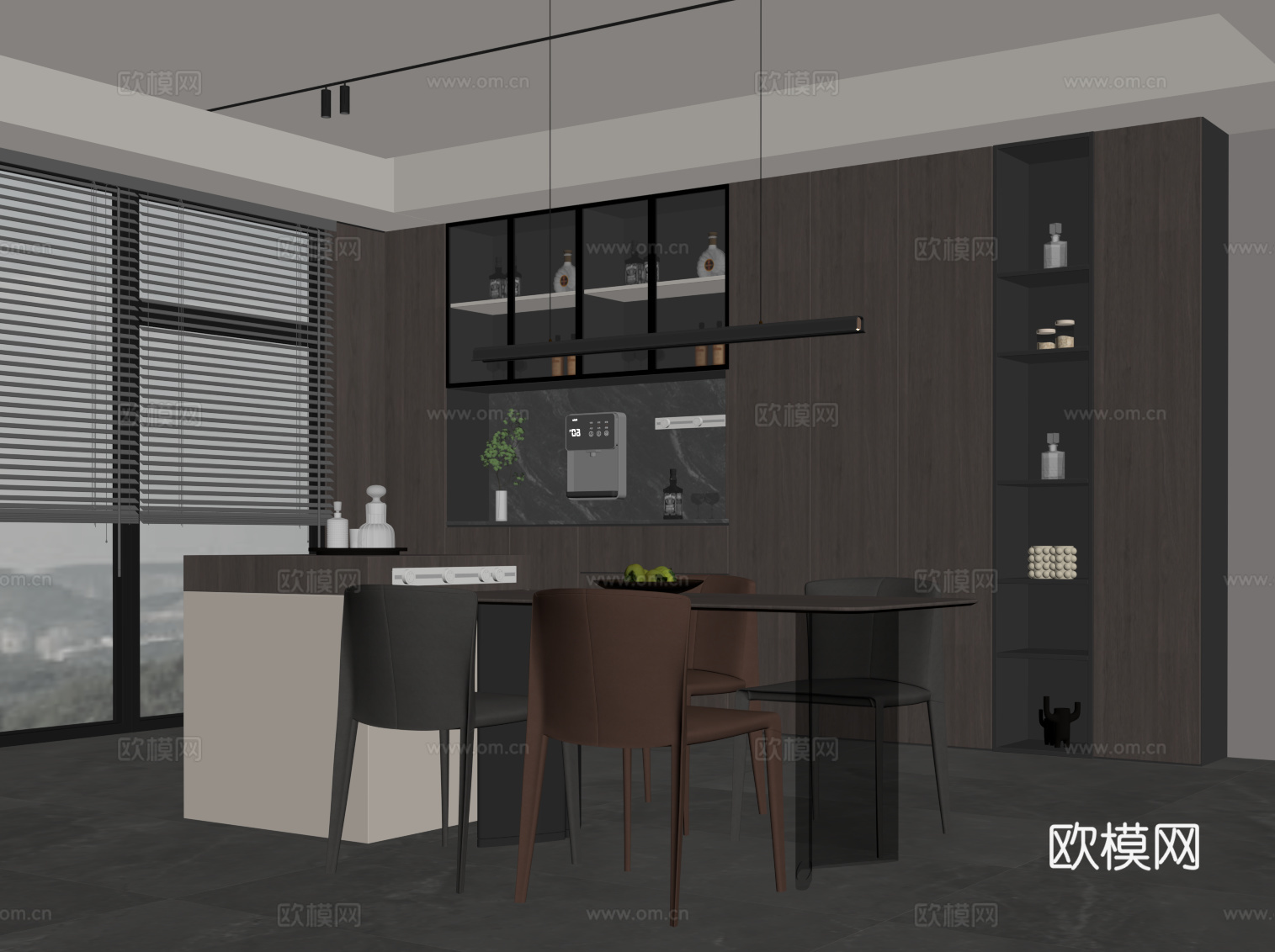 意式餐厅su模型