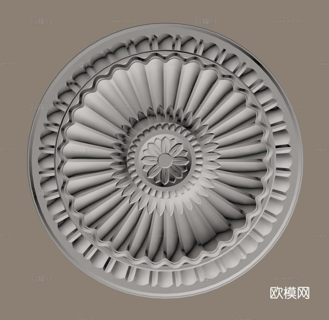 法式复古灯盘 石膏灯盘su模型