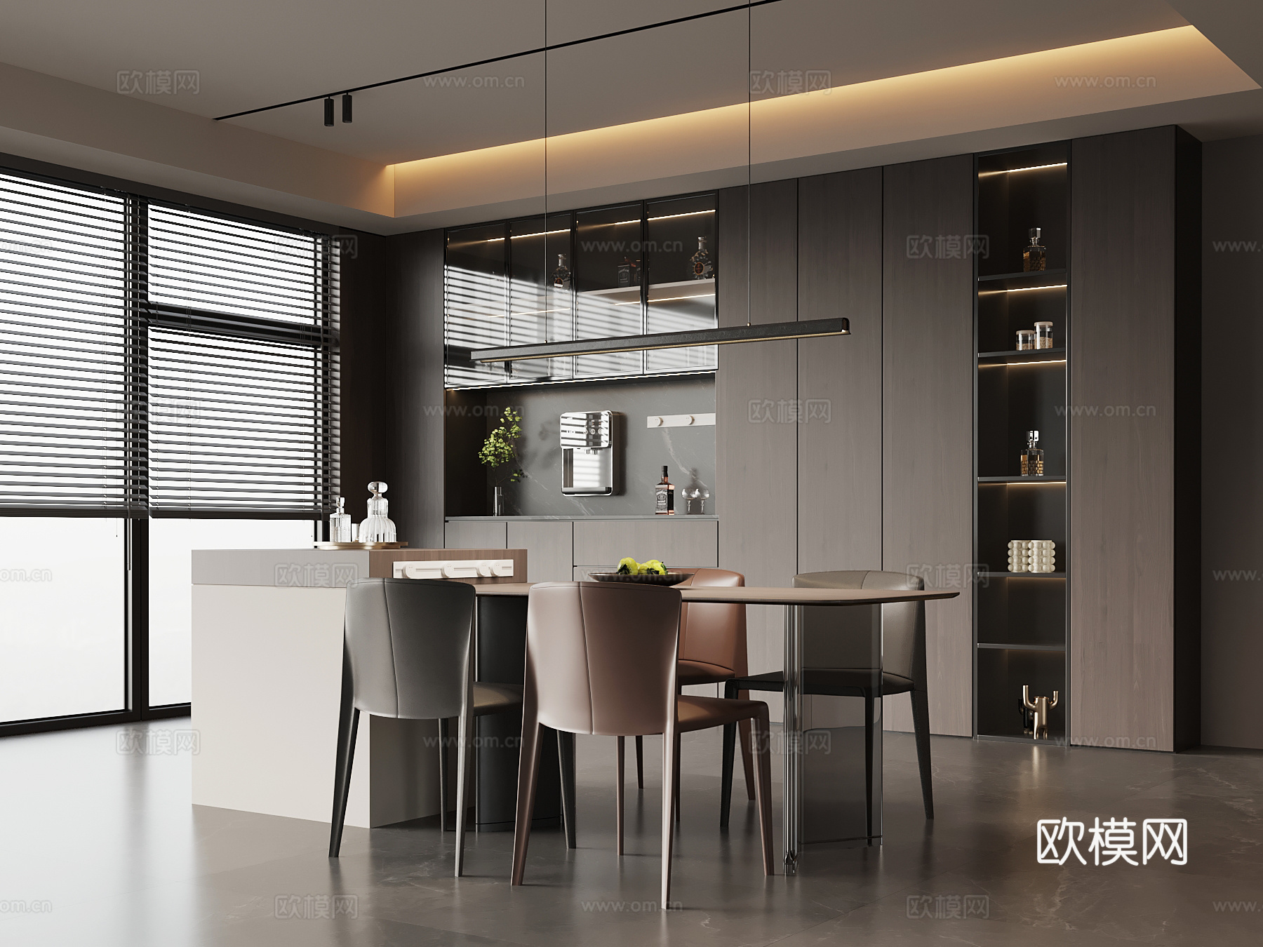 意式餐厅su模型