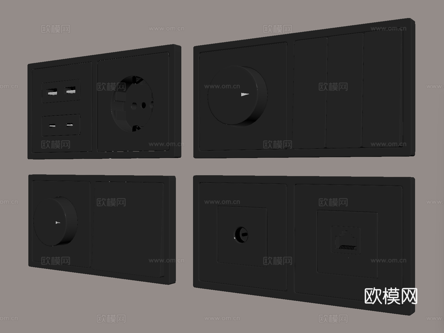 现代开关插座组合su模型