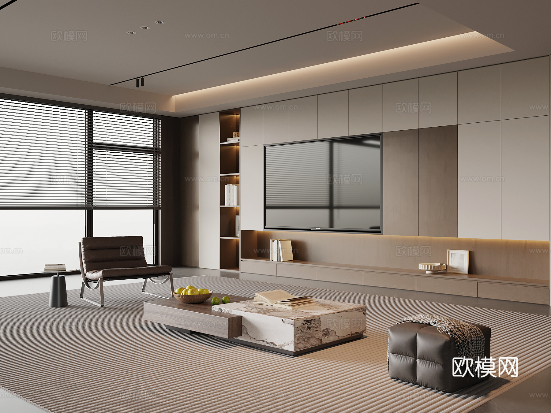 意式客厅su模型