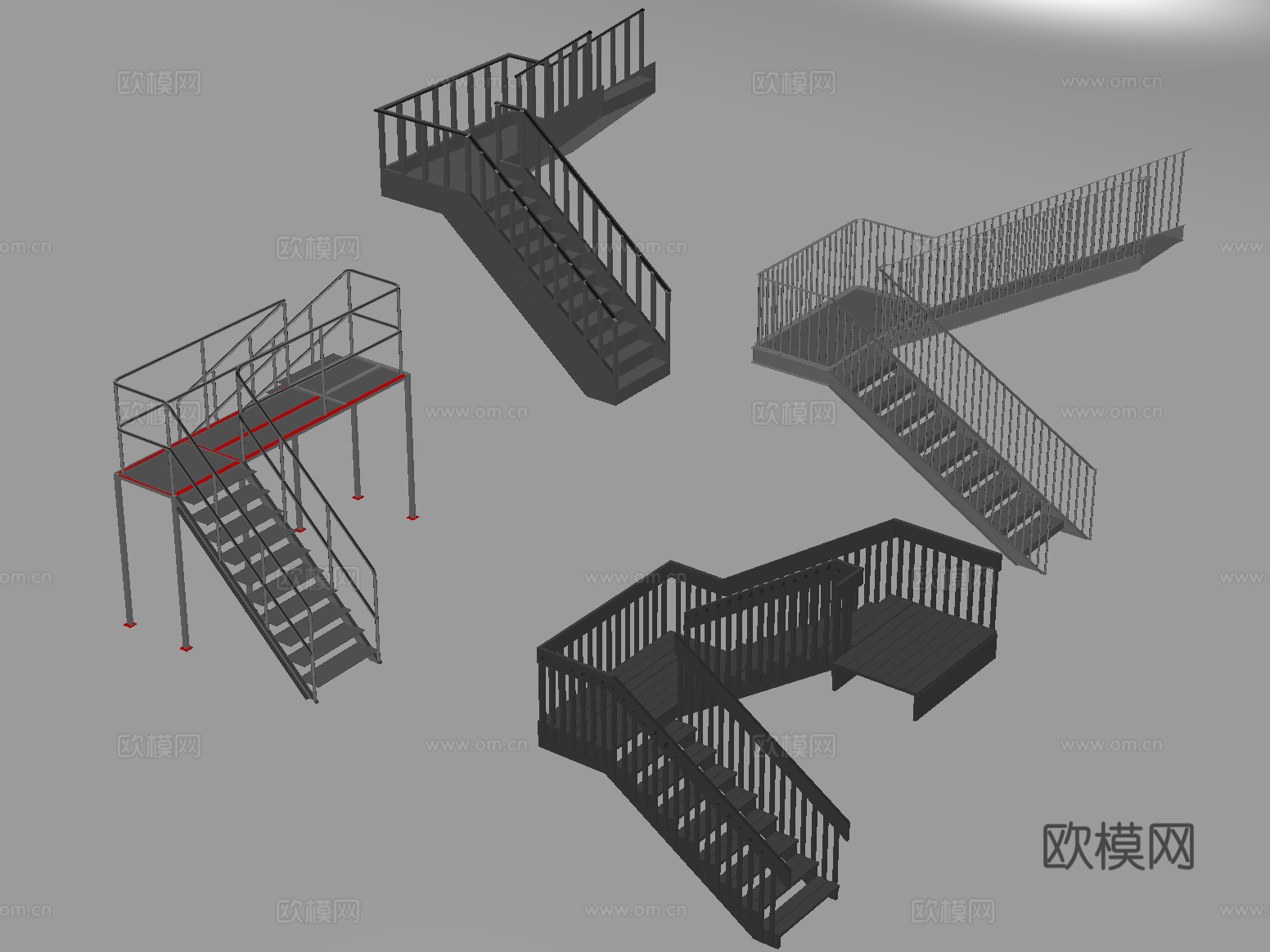 现代楼梯 铁艺楼梯 工业风楼梯 户外楼梯su模型su模型