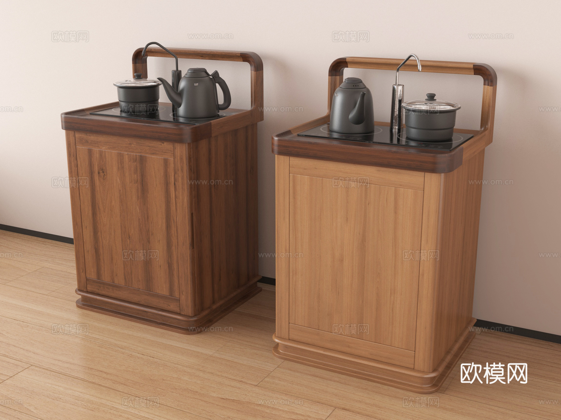 新中式茶柜 茶水柜 茶壶su模型