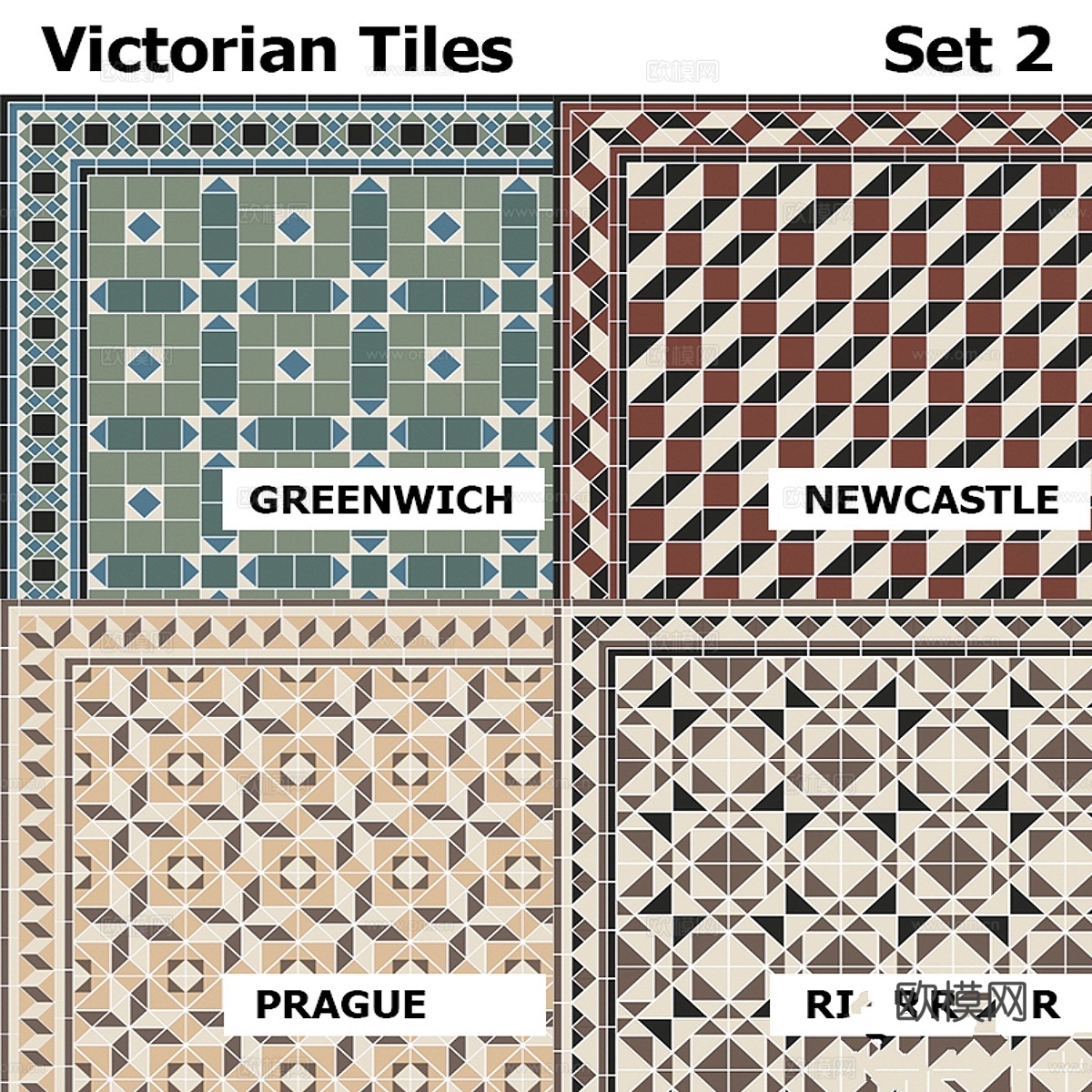 Topcer 维多利亚瓷砖套装23d模型下载
